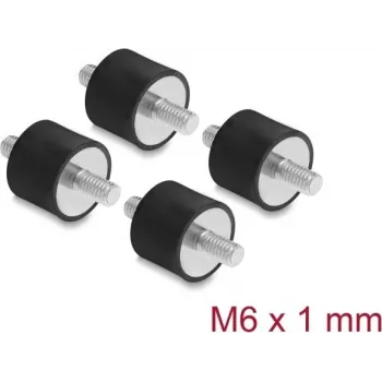 Delock trillingsdemper M6 x 1 mm D 20 x H 15 mm met 2 x buitendraad 4 stuks zwart (60814)