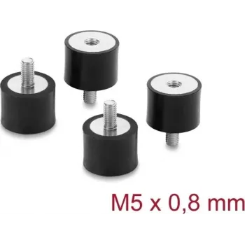 Delock trillingsdemper M5 x 0,8 mm D 20 x H 15 mm met binnendraad en buitendraad 4 stuks zwart (60819)