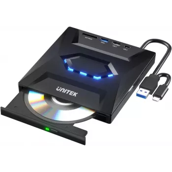 Unitek externe DVD/CD-brander, USB 5Gbps hub, SD-kaartlezer T1037A01