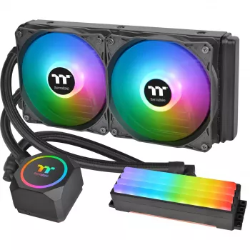 Thermaltake Floe RC 240 all-in-one vloeistof-CPU-koeler met geïntegreerd RAM-waterblok, 240mm radiator, 2x 120mm ARGB PWM-fan, Intel/AMD