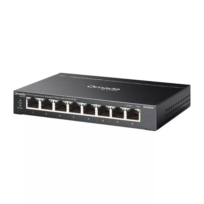 TP-Link Omada ES208GP PoE+ 8-poorts Gigabit smart managed switch met 61W PoE-budget