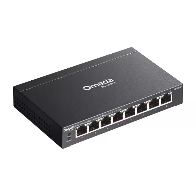 TP-Link Omada ES208GP PoE+ 8-poorts Gigabit smart managed switch met 61W PoE-budget