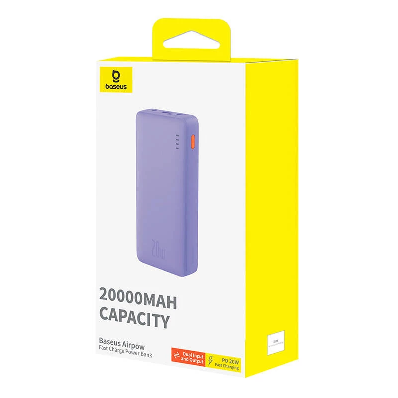 Baseus Airpow - 20.000 mAh 20W powerbank (paars)