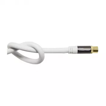 Good Connections SmartFLEX SAT-antennekabel, IEC/coax haakse stekker naar bus, verguld, viervoudig afgeschermd, 120 dB, wit, 1 m (GC-M2061)
