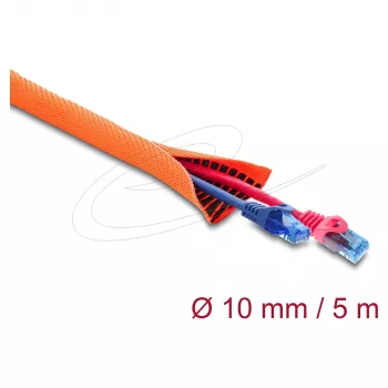 Delock kabelbeschermingsmanchet met zwarte slijtage-indicator, zelfsluitend, dubbellaags, 5 m x 10 mm, oranje