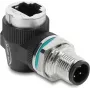 Delock M12-adapter D-gecodeerd 4-polig stekker naar RJ45 bus inbouwbehuizing rond 90° haaks (90664)