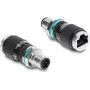 Delock M12-adapter D-gecodeerd 4 pin male naar RJ45 female paneelmontage recht