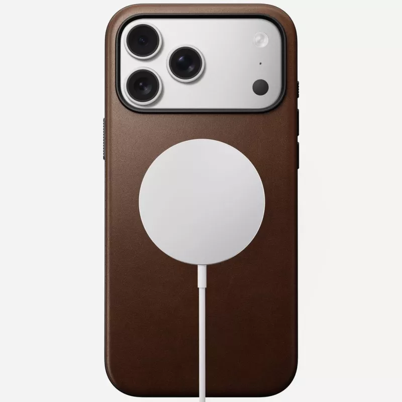 NOMAD Modern Leather Case voor iPhone 17 Pro Max, Horween leer, Rustic Brown, MagSafe-compatibel