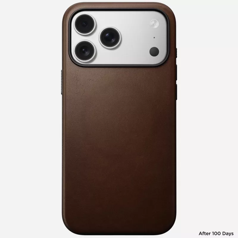 NOMAD Modern Leather Case voor iPhone 17 Pro Max, Horween leer, Rustic Brown, MagSafe-compatibel