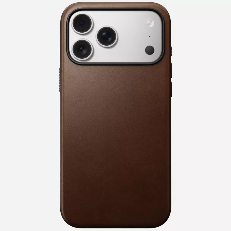 NOMAD Modern Leather Case voor iPhone 17 Pro Max, Horween leer, Rustic Brown, MagSafe-compatibel