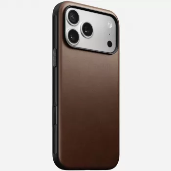 NOMAD Modern Leather Case voor iPhone 17 Pro Max, Horween leer, Rustic Brown, MagSafe-compatibel