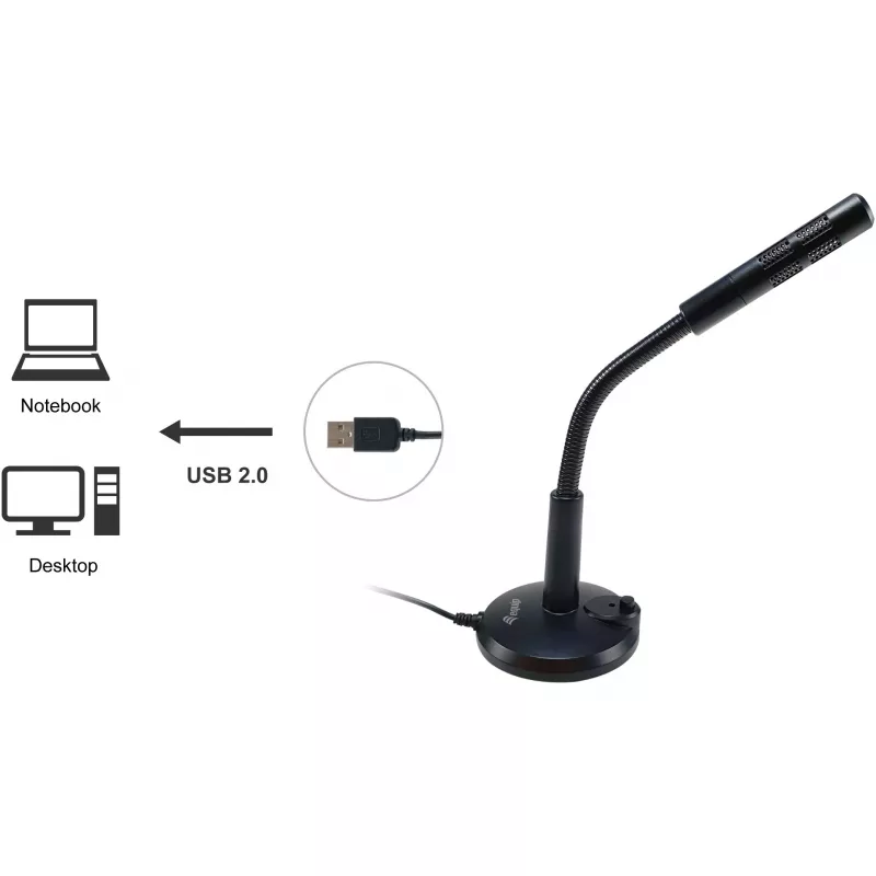 Equip Desktop-microfoon met verstelbare hoek, USB-aansluiting, zwart