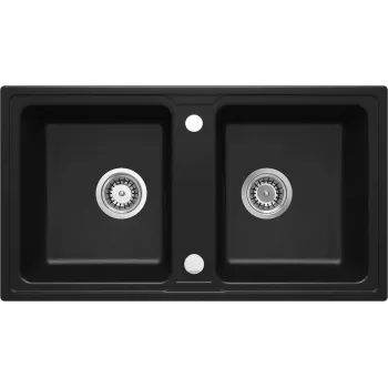 DEANTE ZORBA 2-baks granieten spoelbak zwart 780mm