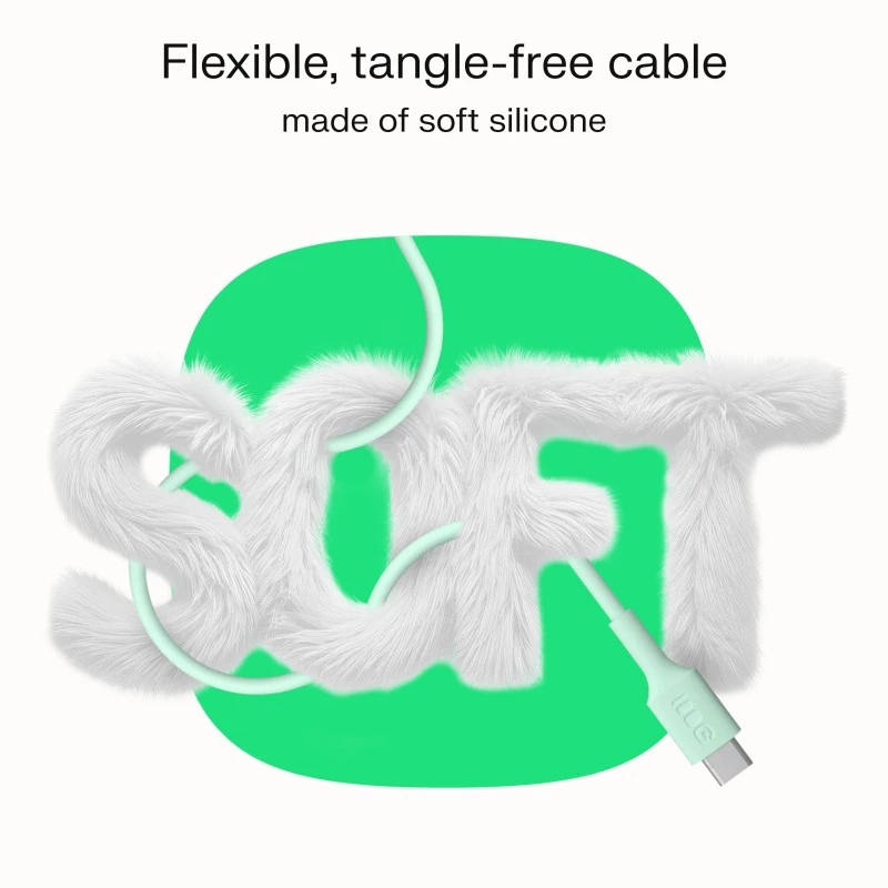 GREEN CELL USB-C naar USB-C PowerFlex 100W siliconenkabel 1,2m zwart