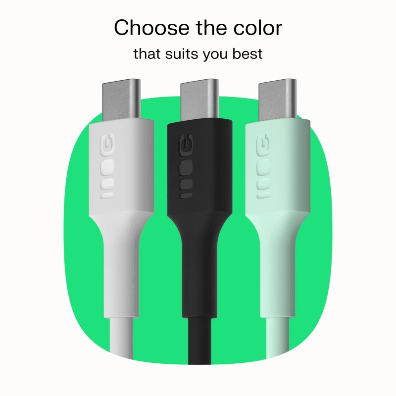 GREEN CELL USB-C naar USB-C PowerFlex 100W siliconenkabel 1,2m zwart