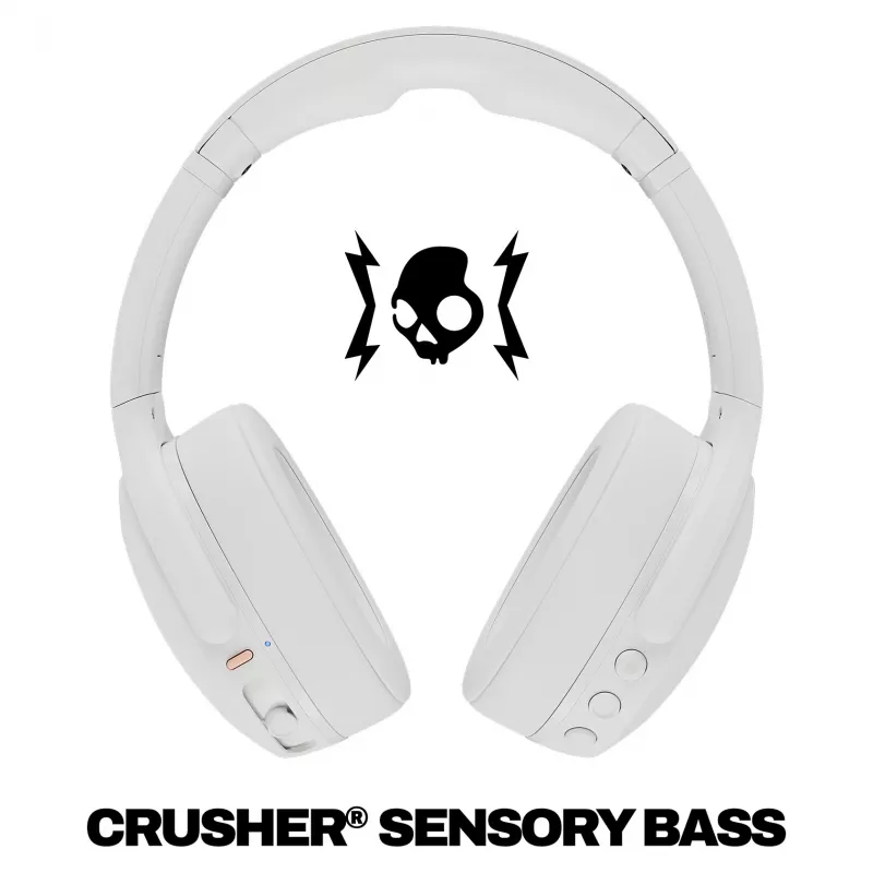 Skullcandy Crusher Evo draadloze over-ear-koptelefoon met Sensory Bass, Bluetooth 5.0, 40 uur accu, wit