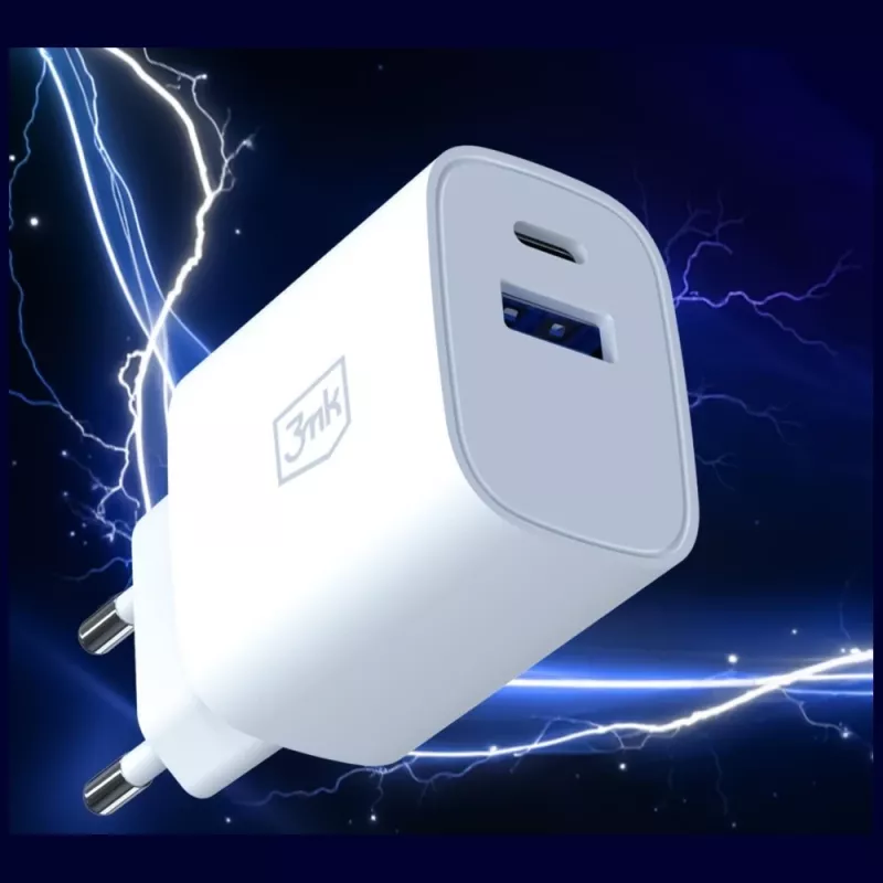 3MK FlowPower 30W USB-A USB-C PD 3.0 QC 4+ wandlader wit
