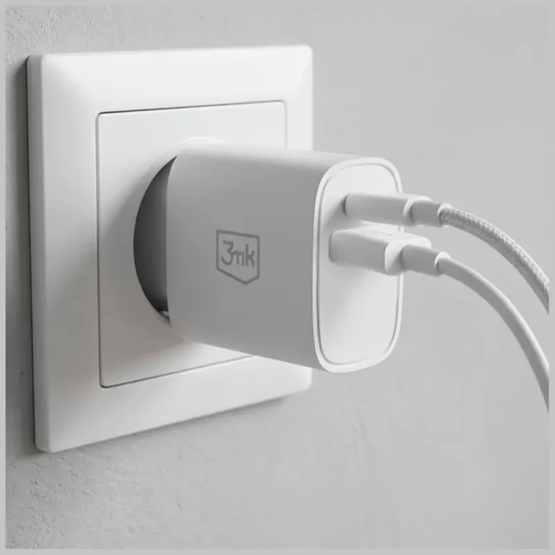 3MK FlowPower 30W USB-A USB-C PD 3.0 QC 4+ wandlader wit