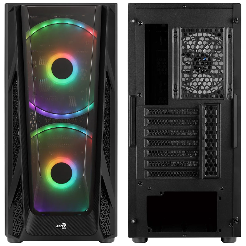 Aerocool NightHawk Duo midi-tower, tempered glass - zwart