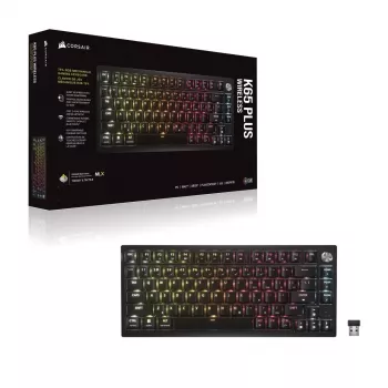 CORSAIR K65 PLUS Wireless 75% mechanisch toetsenbord, hot-swappable, MLX Red tactile switches, per-toets RGB, QWERTY Engels, zwart