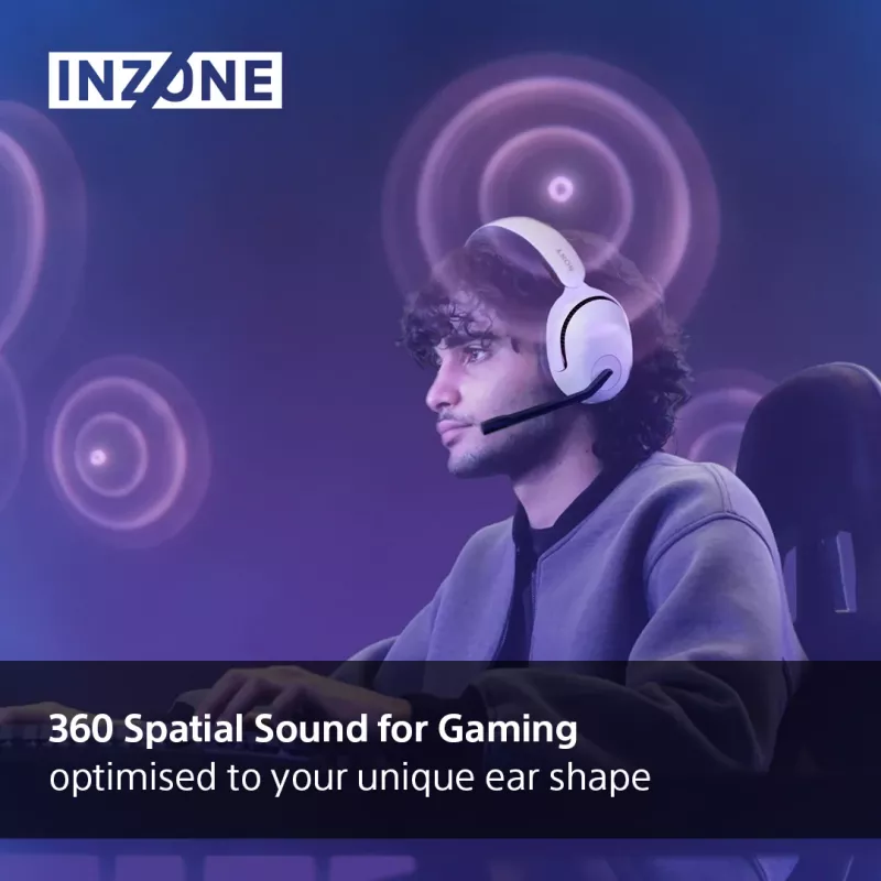 Sony INZONE H5 draadloze gaming-headset over-ear met microfoon wit
