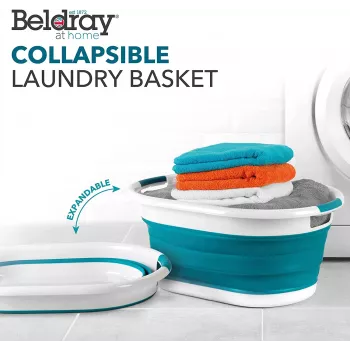 Beldray LA034816TQFEU7 opvouwbare wasmand, wit/mint