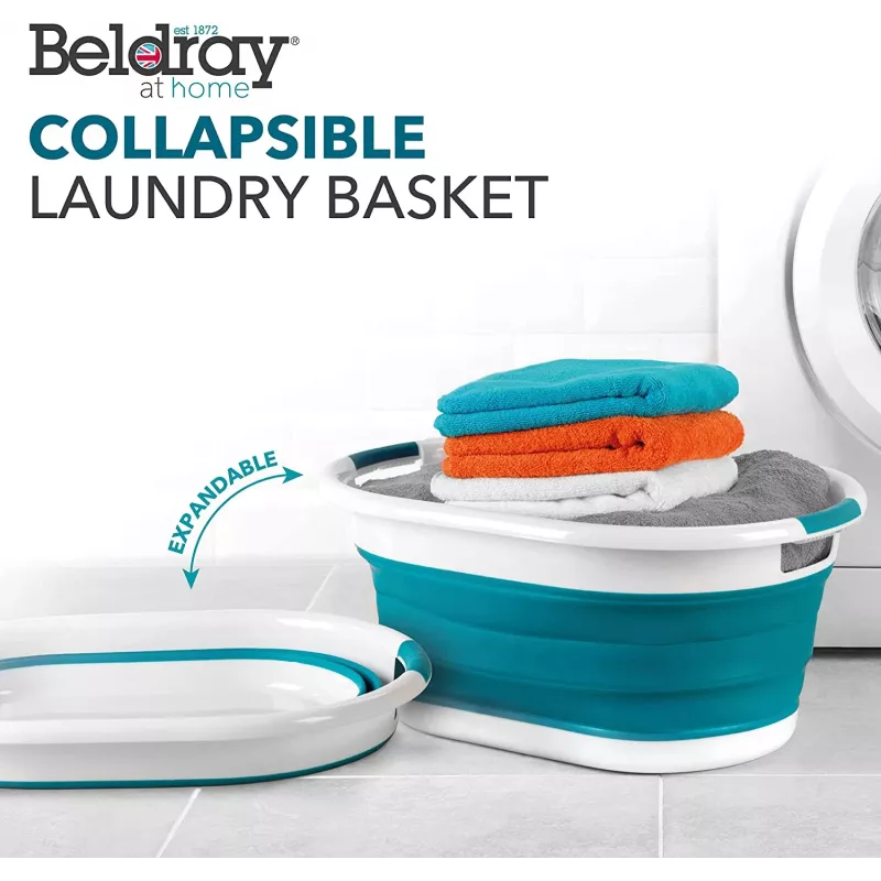Beldray LA034816TQFEU7 opvouwbare wasmand, wit/mint