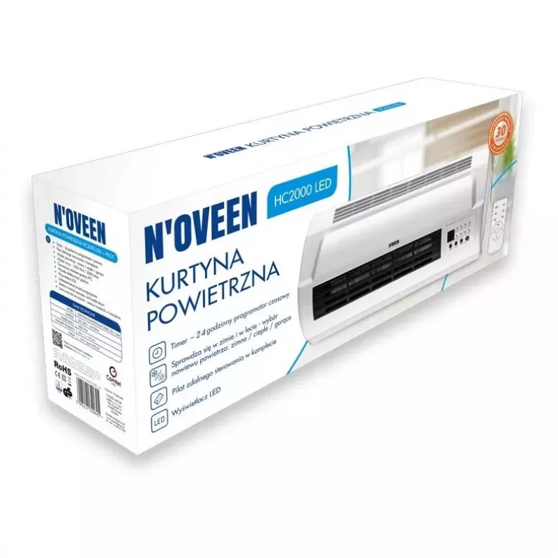 N'OVEEN HC2000 LED-luchtgordijnkachel 2000W wit