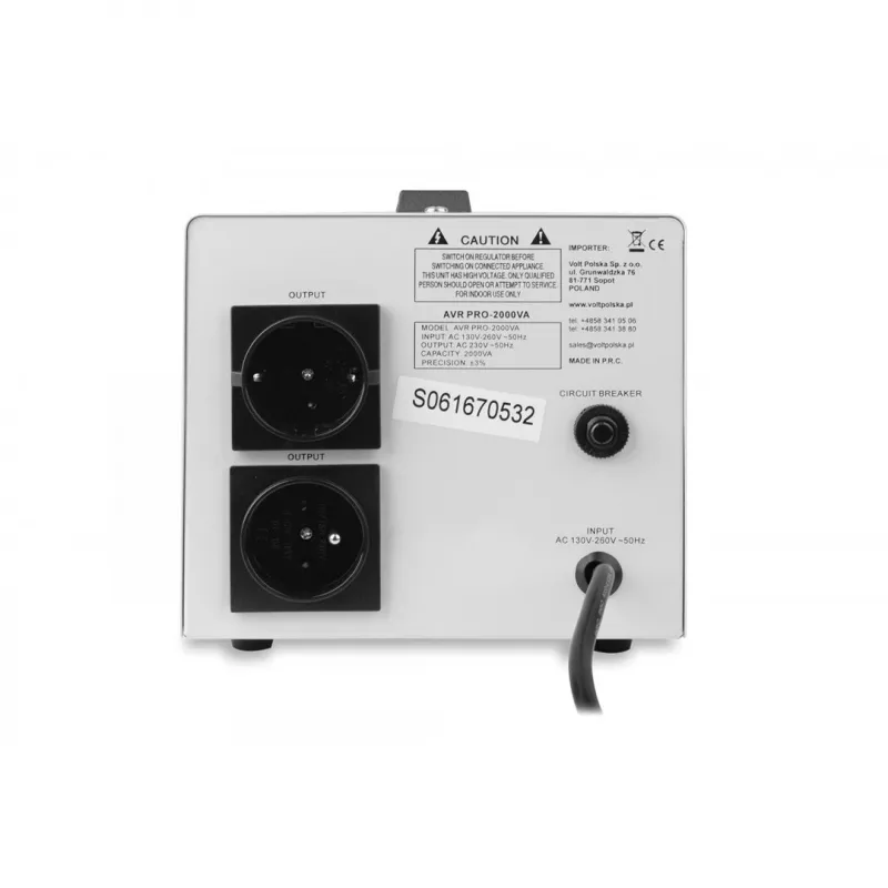 Spanningsstabilisator Volt Polska AVR Pro 2000VA 3% servo