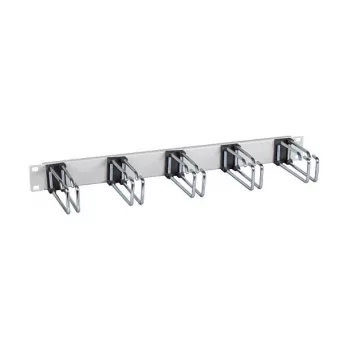 EFB-Elektronik 19 inch 1U kabelmanagementpaneel, 5 x dubbele kabelhouder 110 mm, frontpaneel RAL9005 (diepzwart)