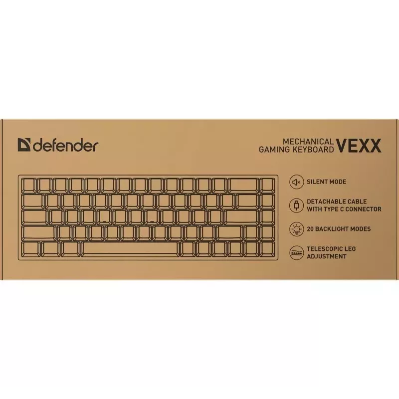 Defender VEXX GK-084 mechanisch gaming-toetsenbord, 75%-layout, Outemu Red Switches, wit