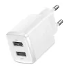 Baseus compact universeel wit AC indoor oplader 10,5W 2 USB-A-aansluitingen