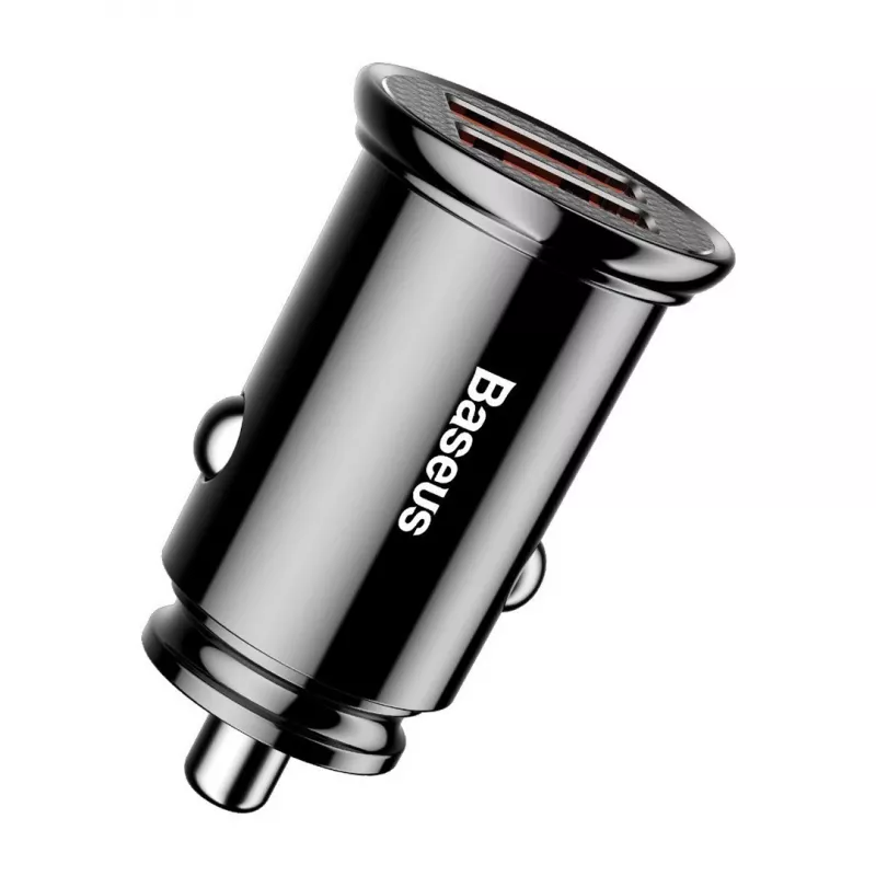 Baseus Circular 2xUSB QC3.0 5A 30W autolader (zwart)