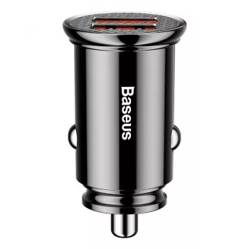 Baseus Circular 2xUSB QC3.0 5A 30W autolader (zwart)