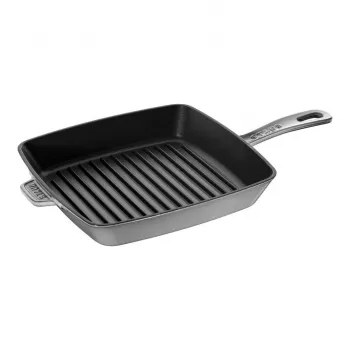 ZWILLING staal gietijzeren vierkante grillpan 26 cm grafietgrijs