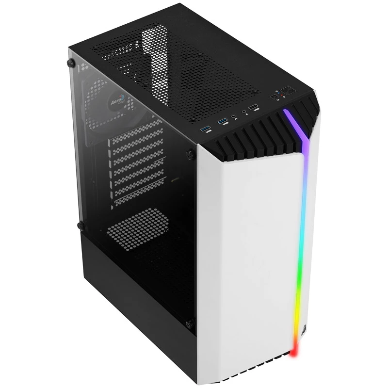Aerocool Bionic V1 Midi-Tower, RGB, Tempered Glass - zwart/wit