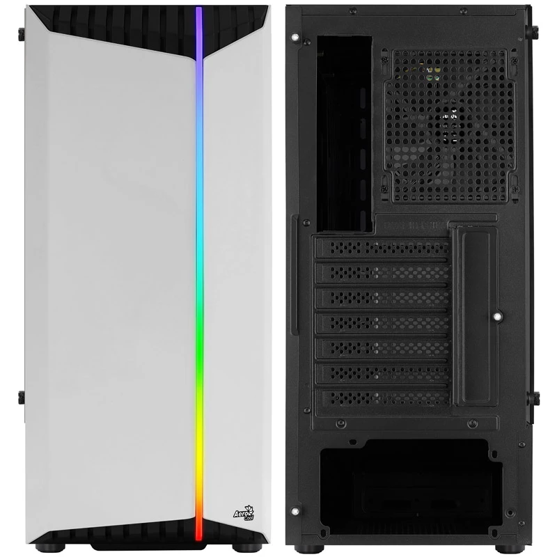 Aerocool Bionic V1 Midi-Tower, RGB, Tempered Glass - zwart/wit