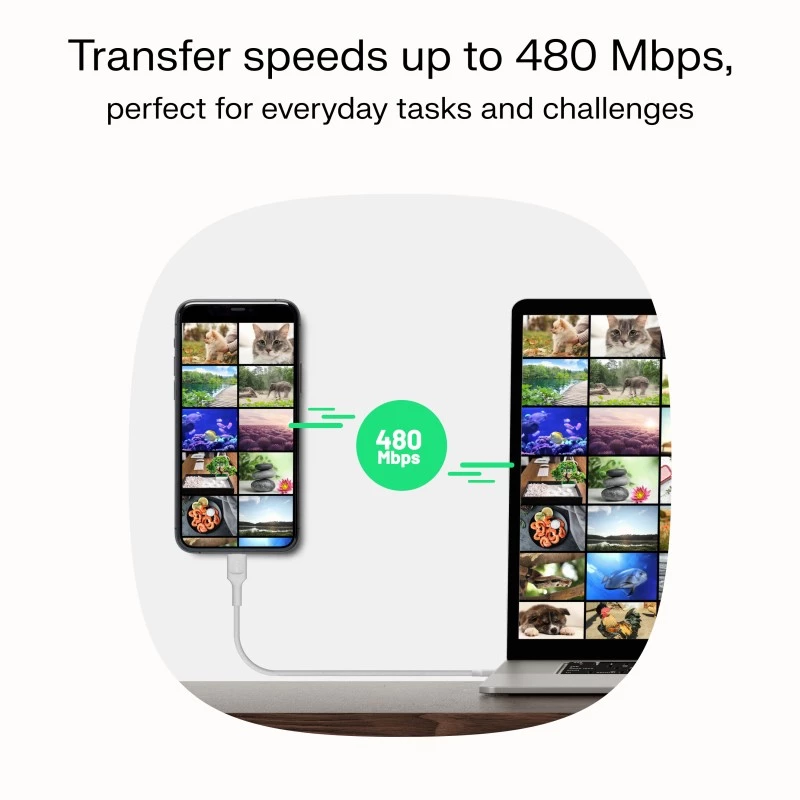 GREEN CELL USB-C naar USB-C PowerStream 100W gevlochten kabel 1,2m Zwart