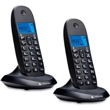 Motorola C1002CB+ DECT draadloze telefoon met 2 handsets, zwart, verlicht display, handsfree, 50 telefoonboekvermeldingen