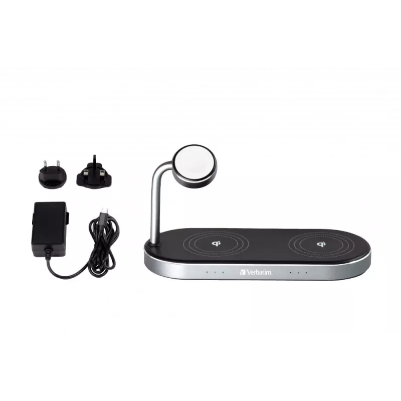 Verbatim 3-in-1 draadloos oplaadstation met AC-voeding - zwart