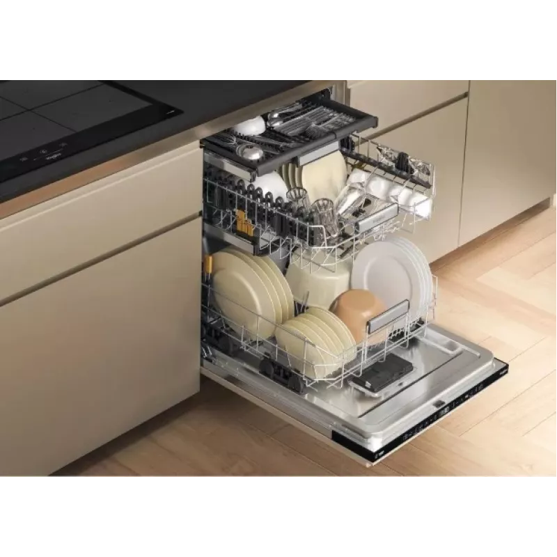 Whirlpool W7IHT40T inbouwvaatwasser, 15 couverts, 8 programma's, 6th Sense, derde mand, automatische deuropening