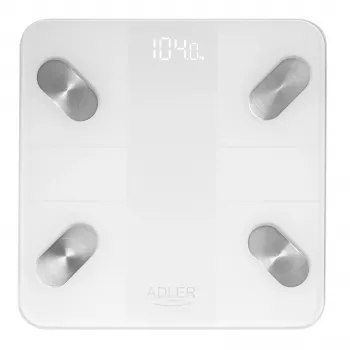 Adler Slimme Badkamerweegschaal AD 8186 Wit – Bluetooth 4.2, Lichaamssamenstelling Analyse, 180 kg Capaciteit, Gehard Glas