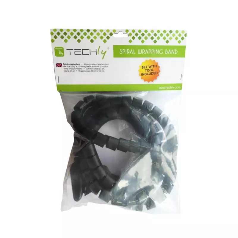 Techly Kabelmanagement 2,5 m, zwart