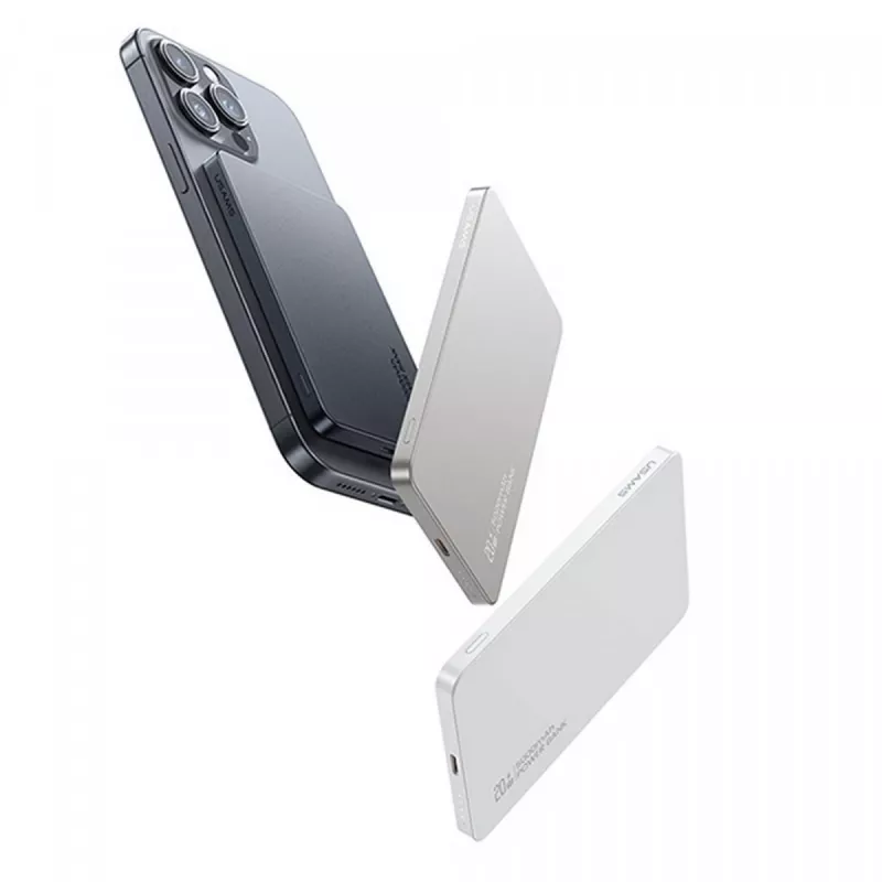 USAMS Powerbank 5000mAh 20W PD MagSafe Draadloos Grijs