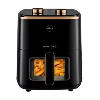 ELDOM FRITTA vetvrije friteuse 5,0 L instelbare temp. timer 1500 W enkel 5 L standalone heteluchtfriteuse zwart