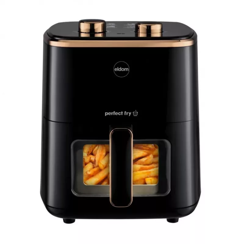 ELDOM FRITTA vetvrije friteuse 5,0 L instelbare temp. timer 1500 W enkel 5 L standalone heteluchtfriteuse zwart