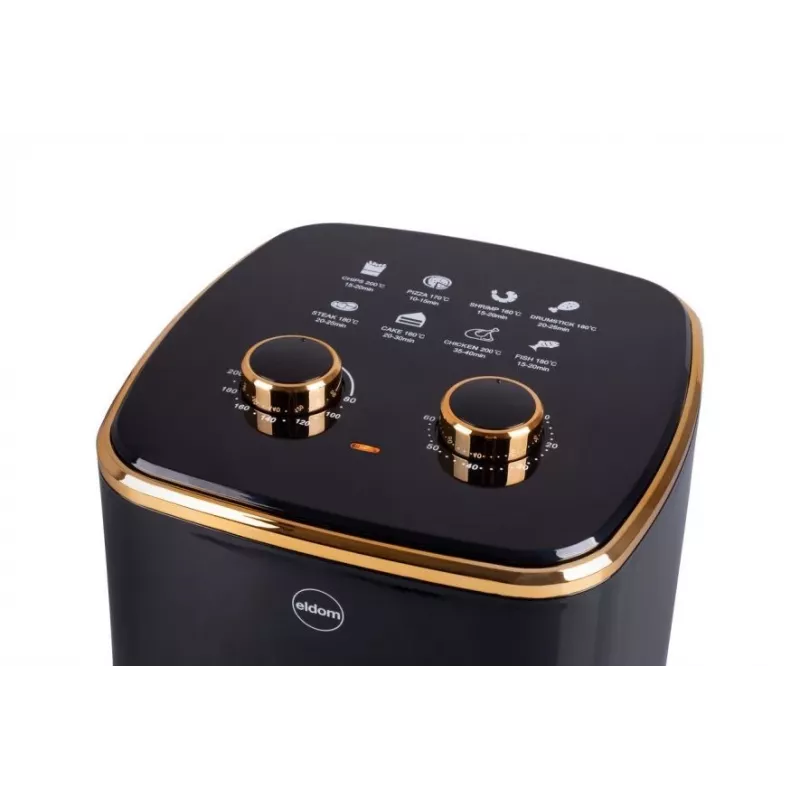 ELDOM FRITTA vetvrije friteuse 5,0 L instelbare temp. timer 1500 W enkel 5 L standalone heteluchtfriteuse zwart