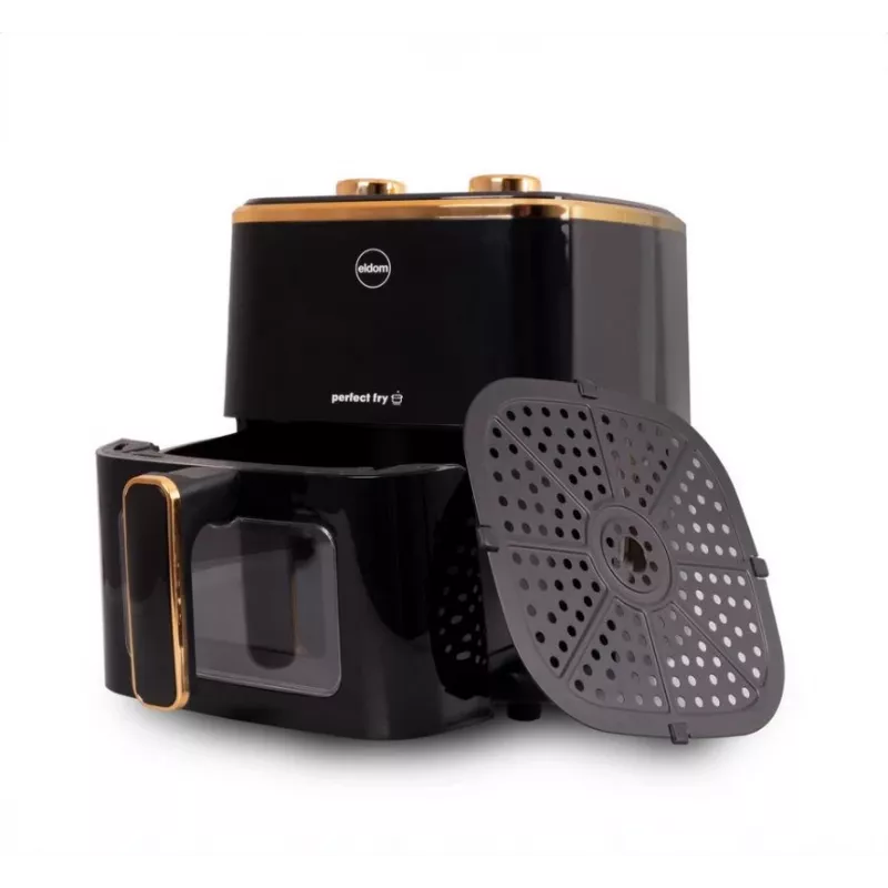 ELDOM FRITTA vetvrije friteuse 5,0 L instelbare temp. timer 1500 W enkel 5 L standalone heteluchtfriteuse zwart