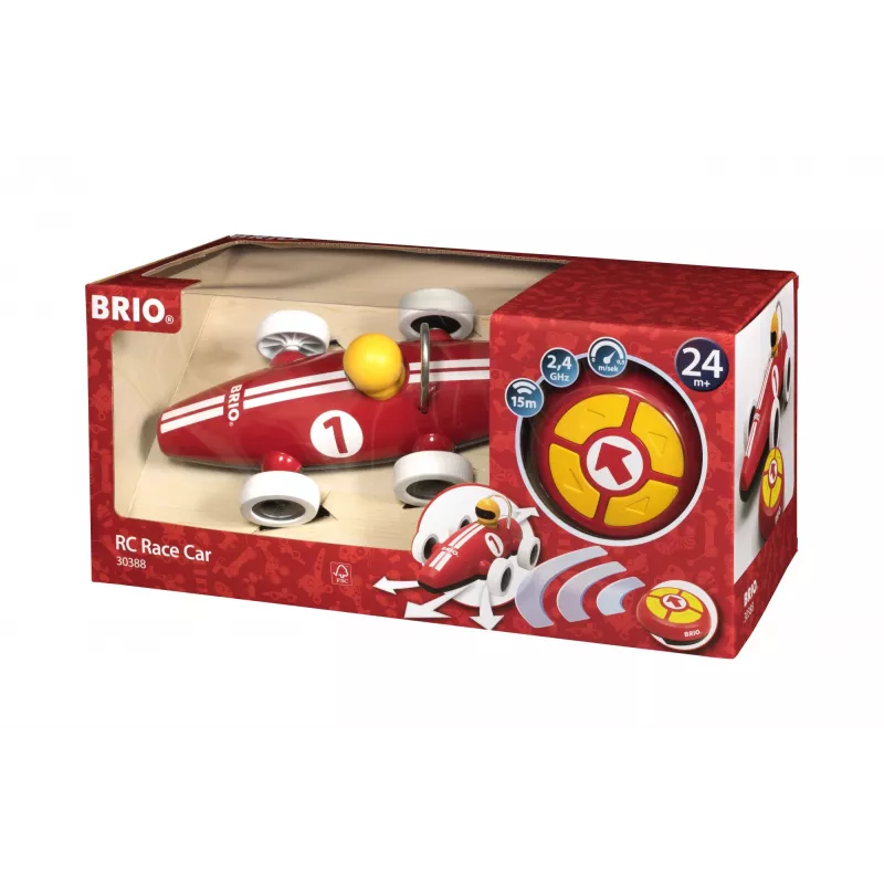 BRIO RC racewagen met afstandsbediening, rood/wit