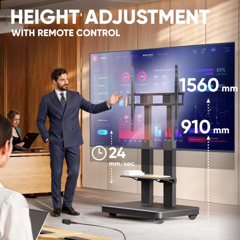 ONKRON TS2811E-B mobiele tv-standaard voor 50-120 inch schermen, zwart